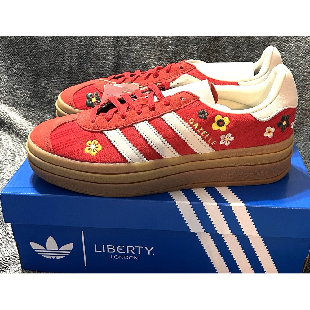 adidas Gazelle Bold Better Scarlet Off White Yellow Flower Shoes Size 9 - Womens